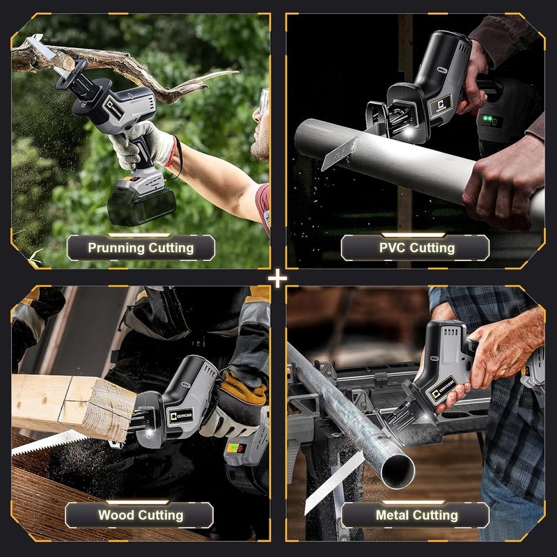 Cerycose Cordless Reciprocating Saw Compatible with DeWalt 20V Battery, Brushless motor, Variable Speed 0-3000 Spm, Tool Free Blade Change, 4 Saw Blades for Wood/Metal/PVC Cuts (NO Battery) - Image 5